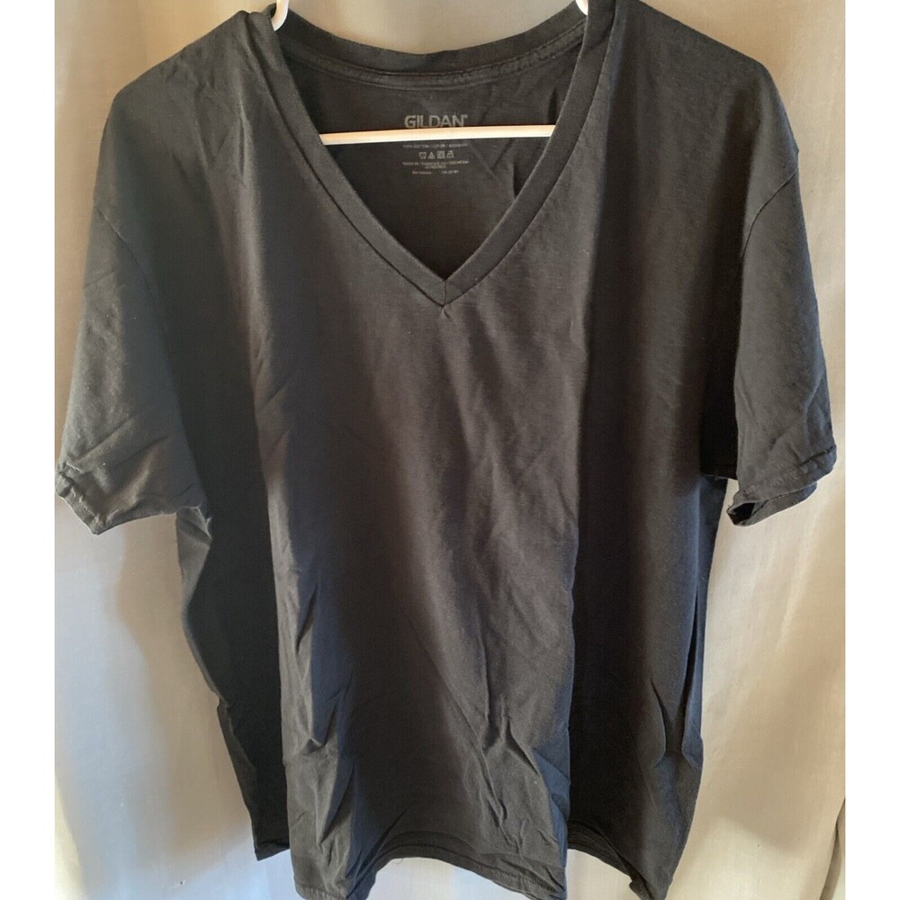 Gildan Brand Black Sz XL Short Sleeve T Shirt  Unisex V-Neck Women Men
